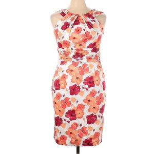 Adrianna Papell Floral Sheath Dress Red & Orange Floral Print, Flattering, Chic